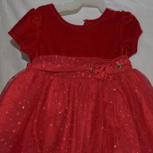 George Red Rosette Tulle Holiday Party Dress